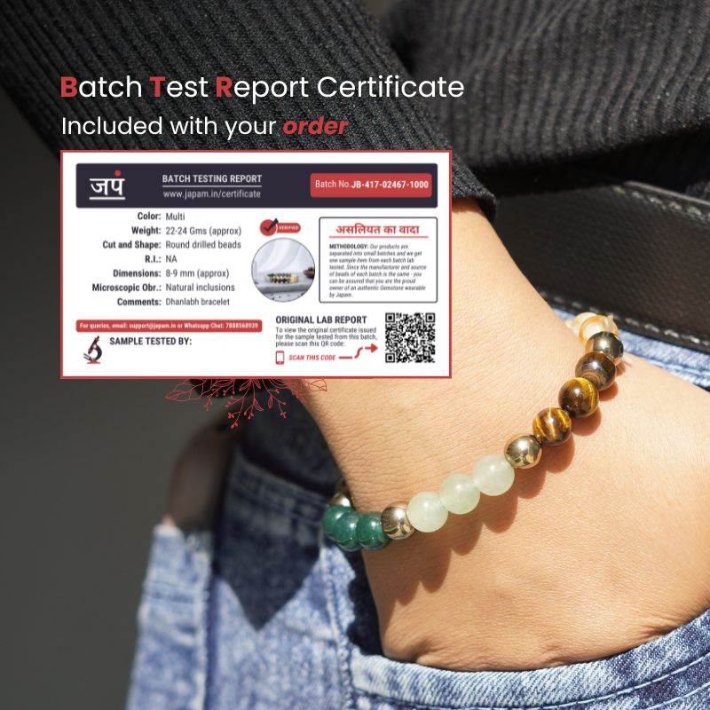 Japam Dhanlabh Crystal Band Bracelet with Natural Gemstone Beads