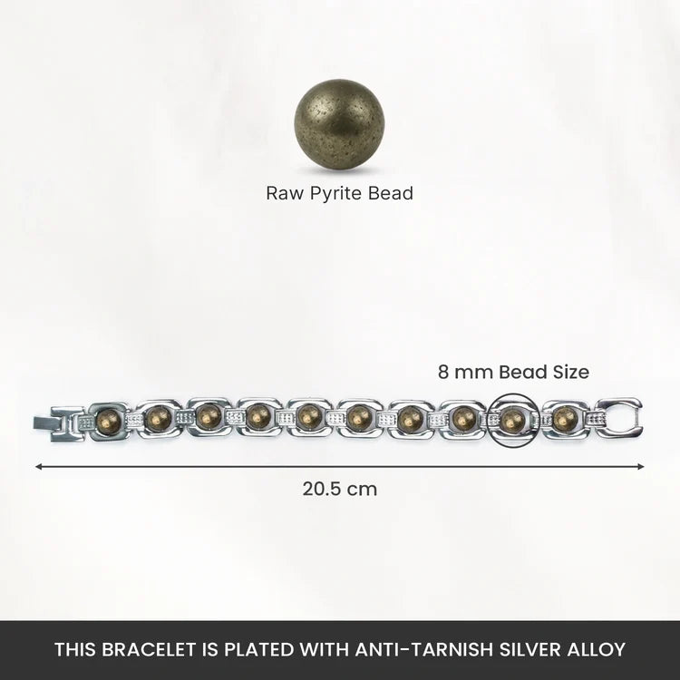 Metal Raw Pyrite Bracelet - Silver
