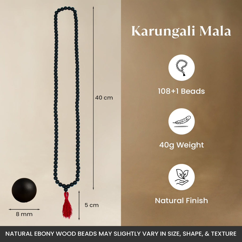 Karungali Ebony Wood 8mm Beads Mala