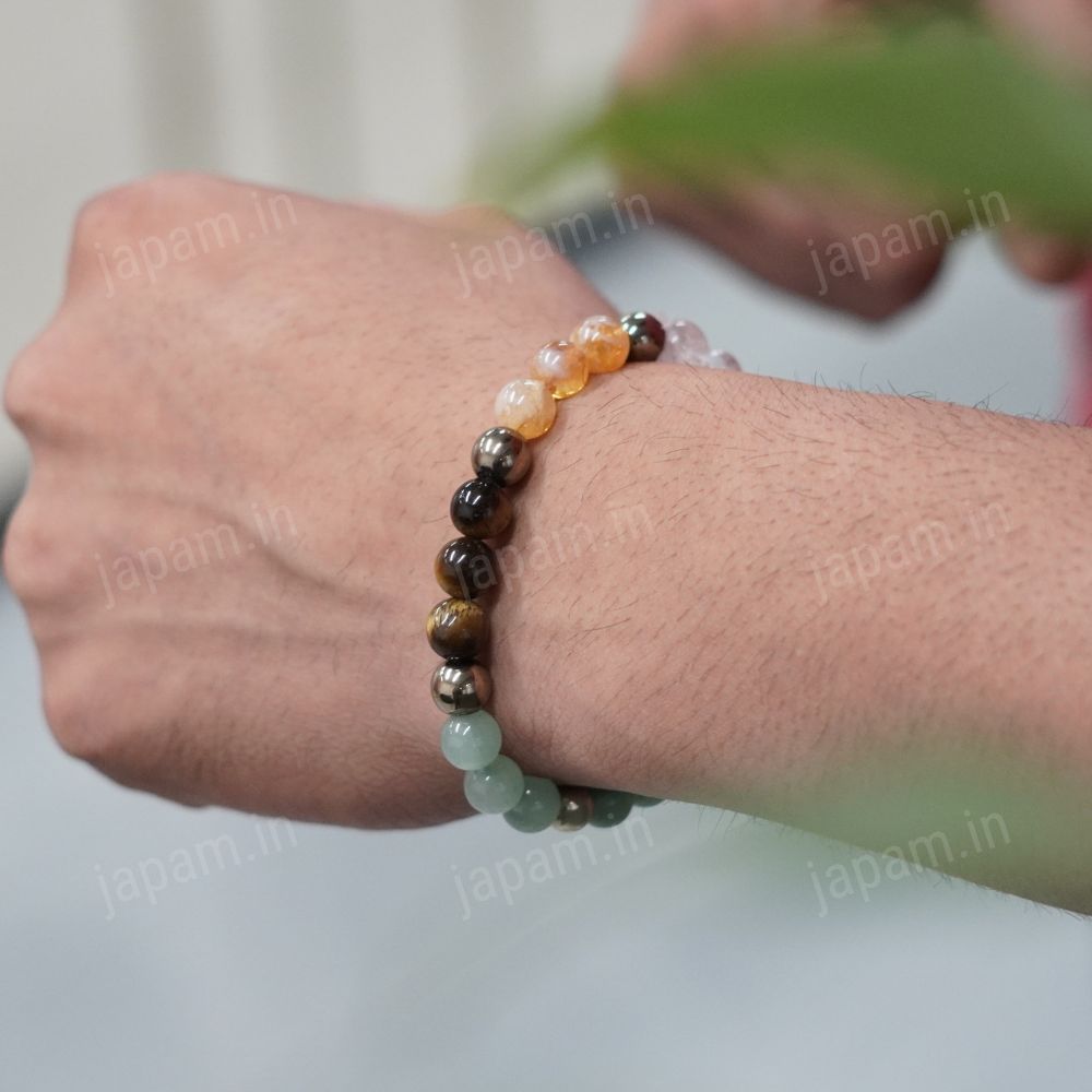 Japam Dhanlabh Crystal Band Bracelet with Natural Gemstone Beads